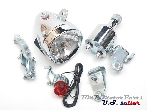 Bicycle Motorized Bike Friction generator Dynamo Headlight Tail Light 12V 6W
